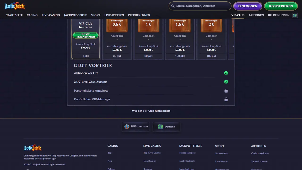 Lolajack – VIP Programm Lolajack VIP Programm